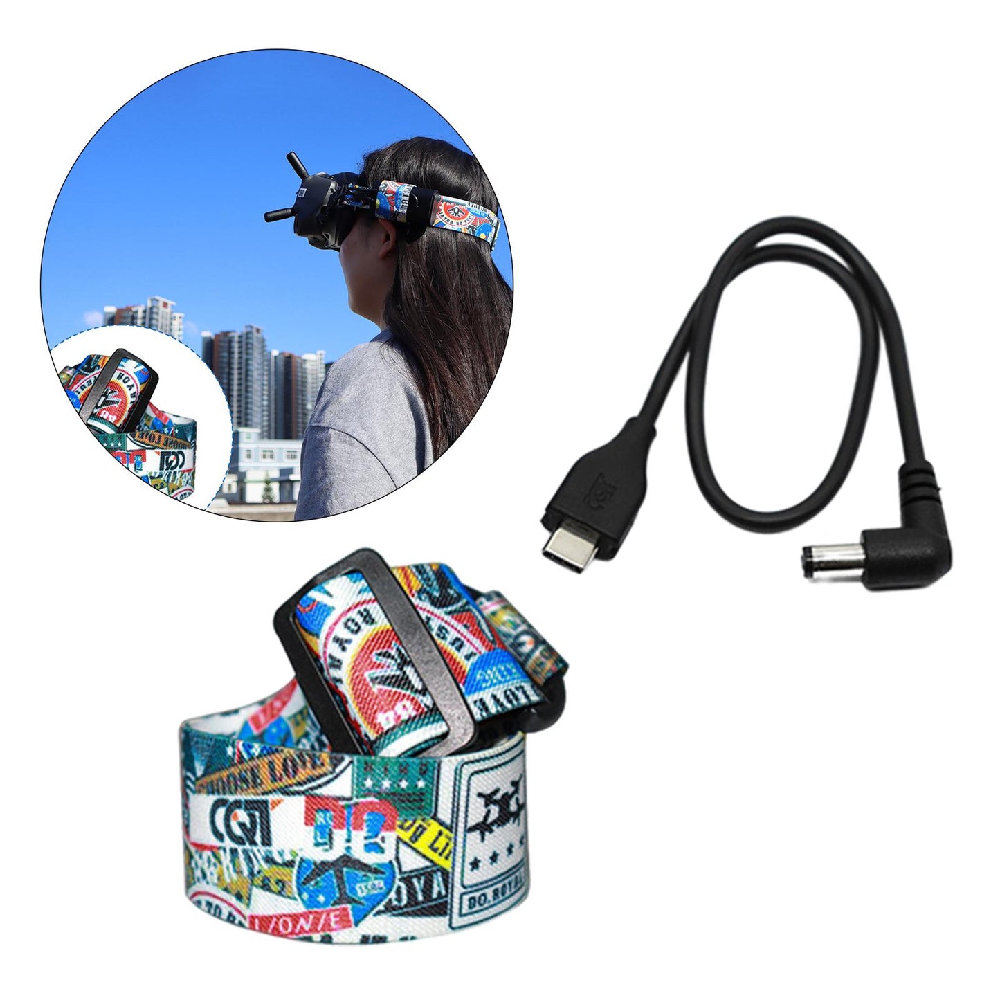 Head Strap for DJI FPV Glasses V2 Headband Personalized Protection Pad 2 in 1 set