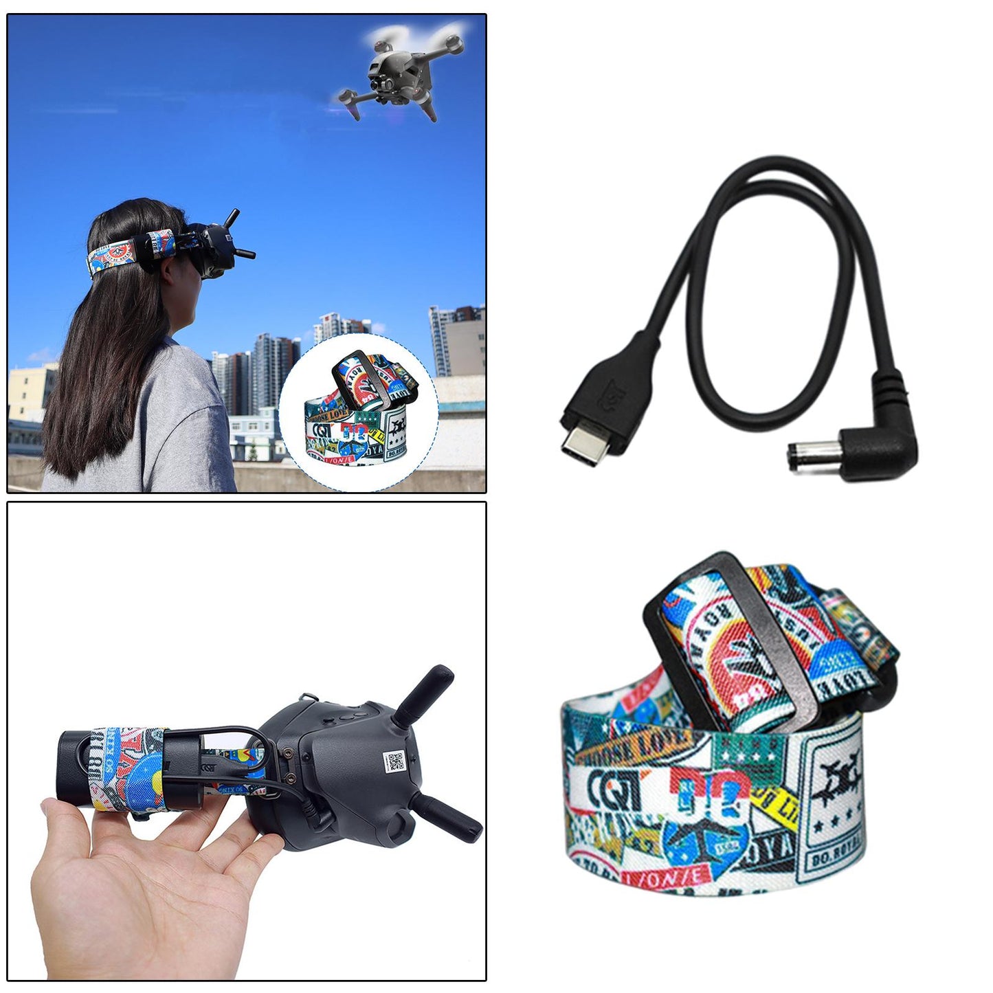 Head Strap for DJI FPV Glasses V2 Headband Personalized Protection Pad 2 in 1 set