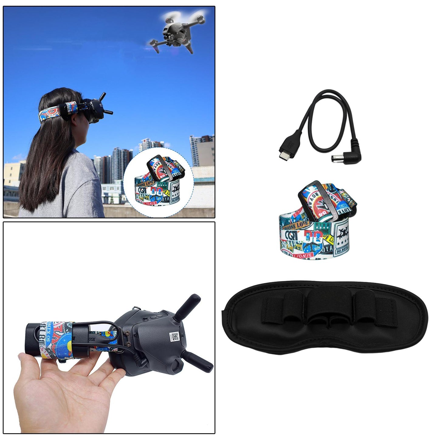 Head Strap for DJI FPV Glasses V2 Headband Personalized Protection Pad 3 in 1 set