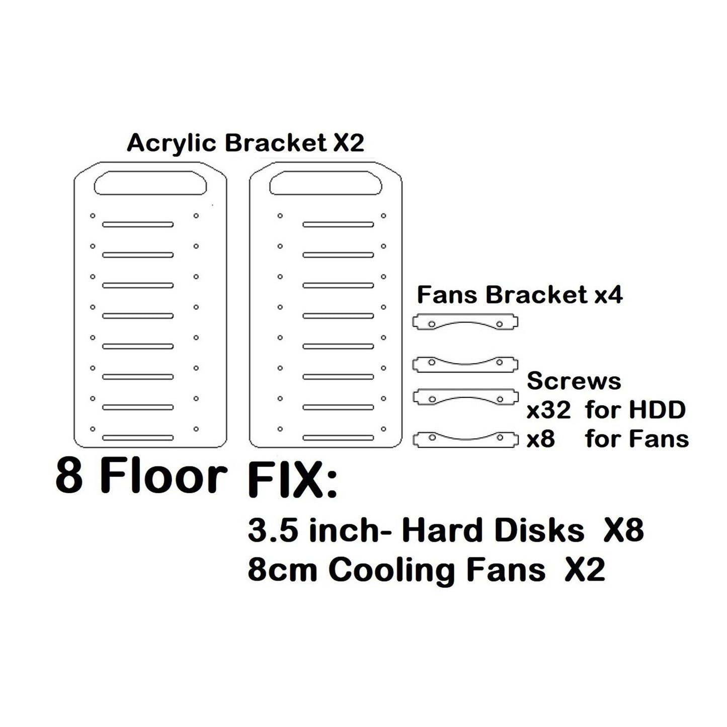 DIY 3.5inch Hard Drive Bracket Hard Disk Shelf for HDD SSD Solid State Drive 8 floor