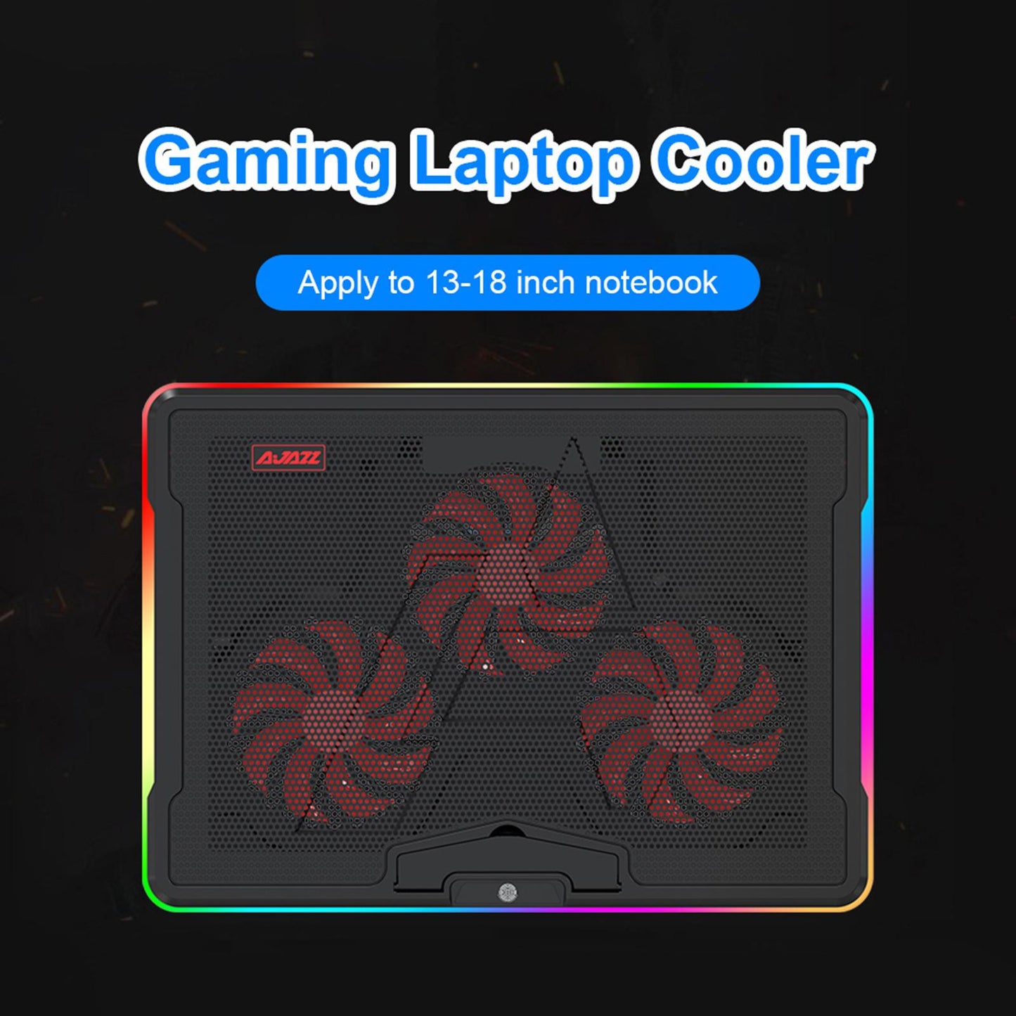 Laptop CPU Cooler Stand Cooling Pad Bracket 3 Fans for Below 19 inch Black