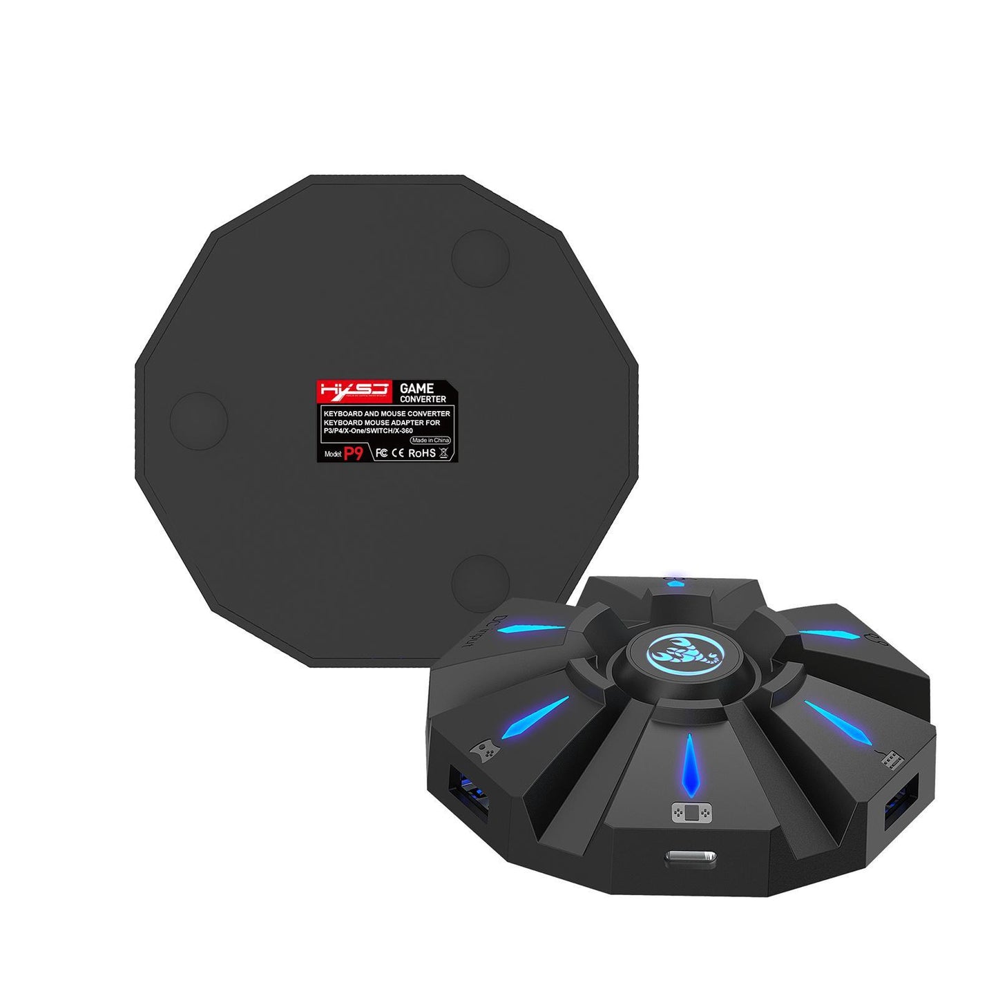 USB Gaming Keyboard Mouse Console Adapter Support Headset w/ LED Indicator