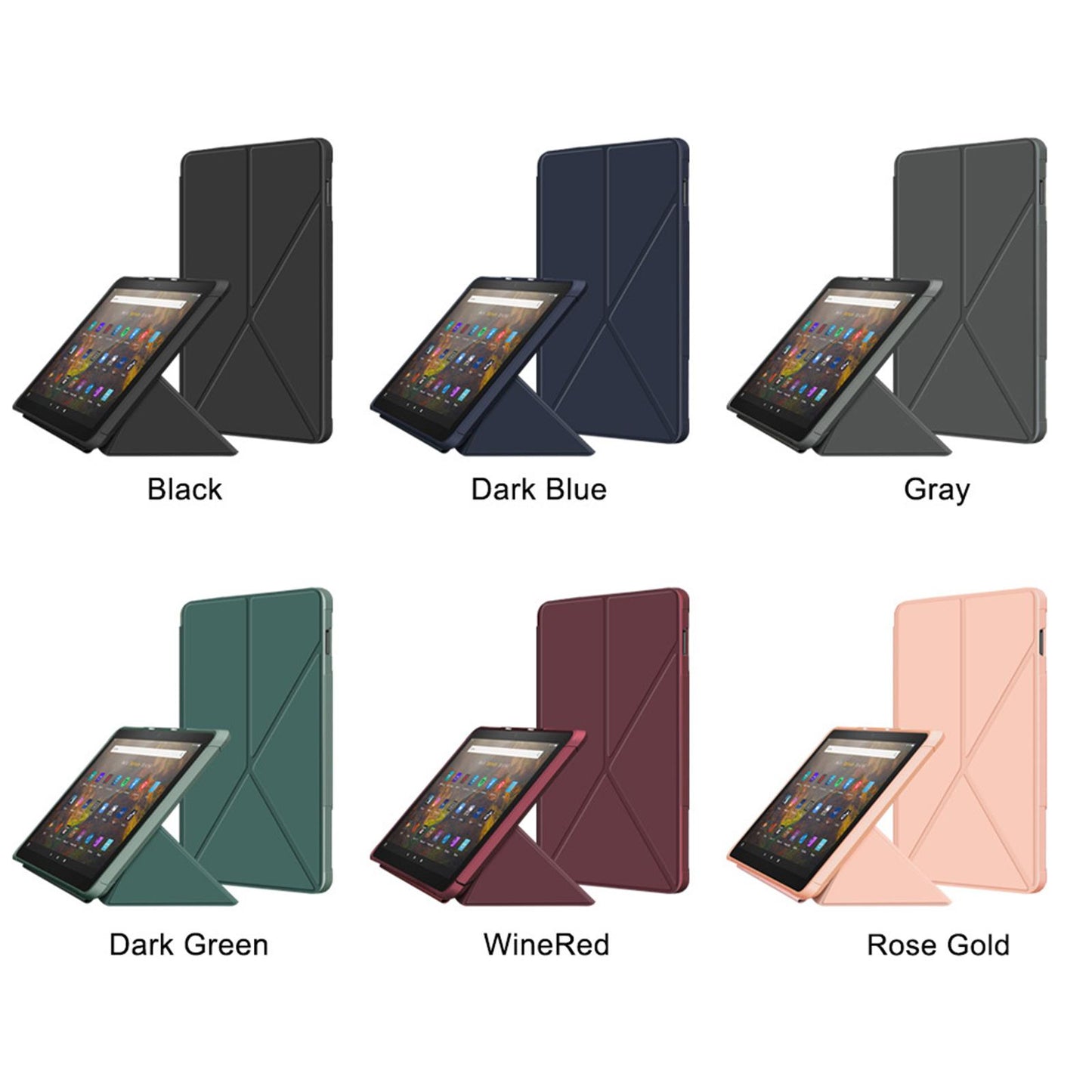 Ultra Slim Folding Protector Case Cover For Fire HD10 2021 Auto Wake black