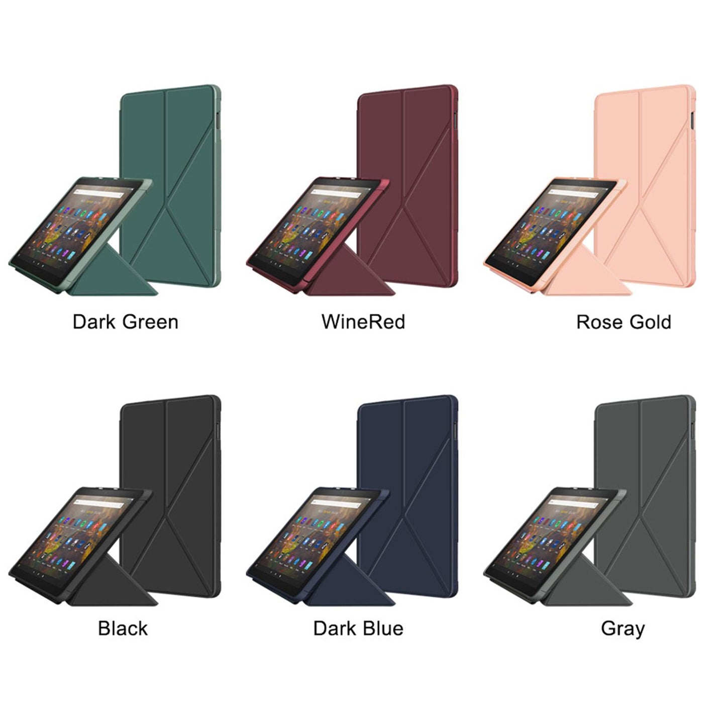 Ultra Slim Folding Protector Case Cover For Fire HD10 2021 Auto Wake black