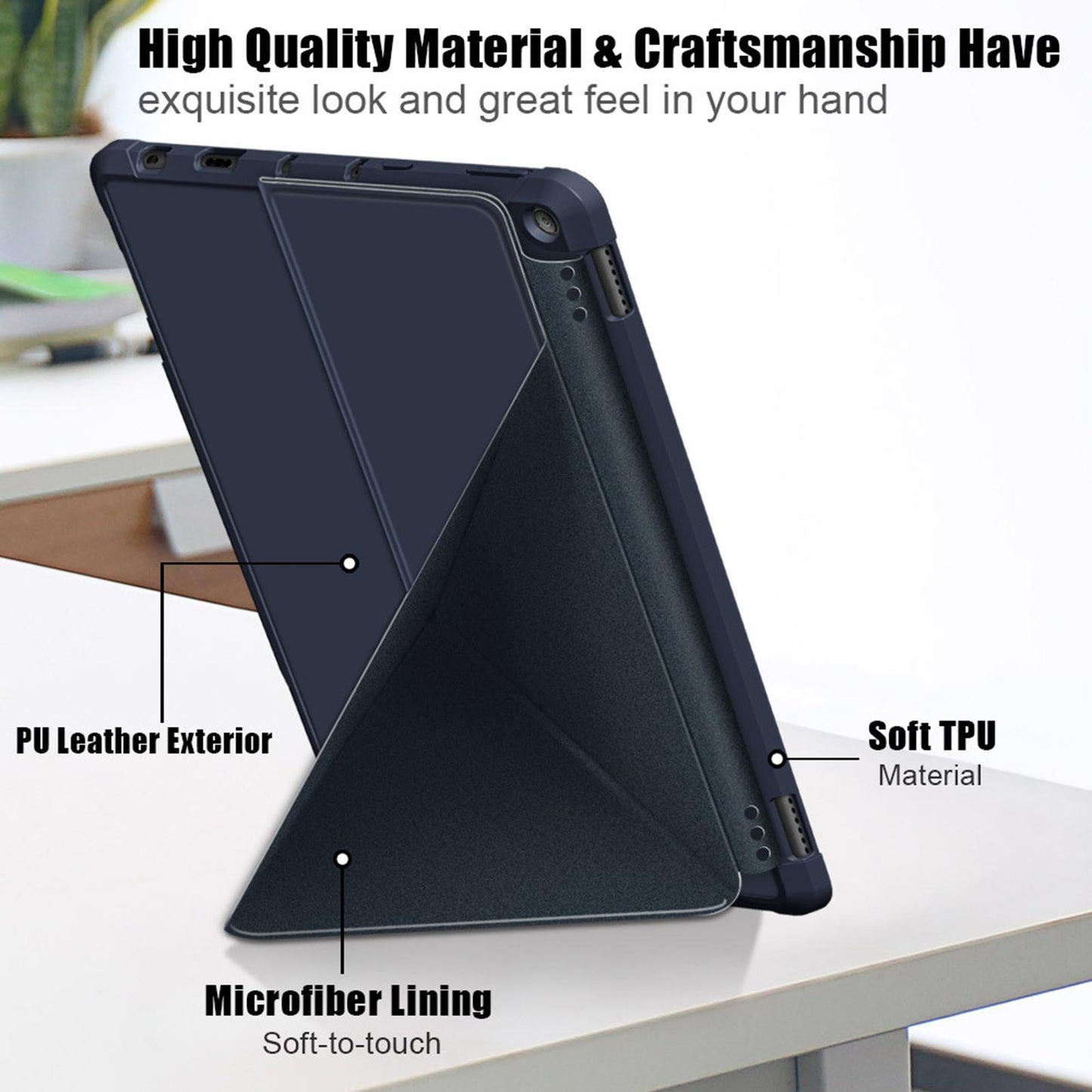 Ultra Slim Folding Protector Case Cover For Fire HD10 2021 Auto Wake blue