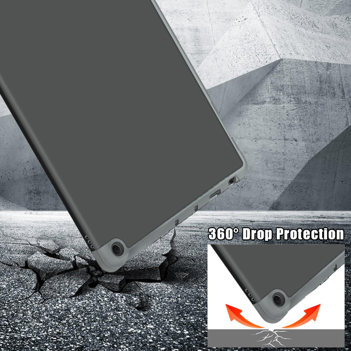 Ultra Slim Folding Protector Case Cover For Fire HD10 2021 Auto Wake gray