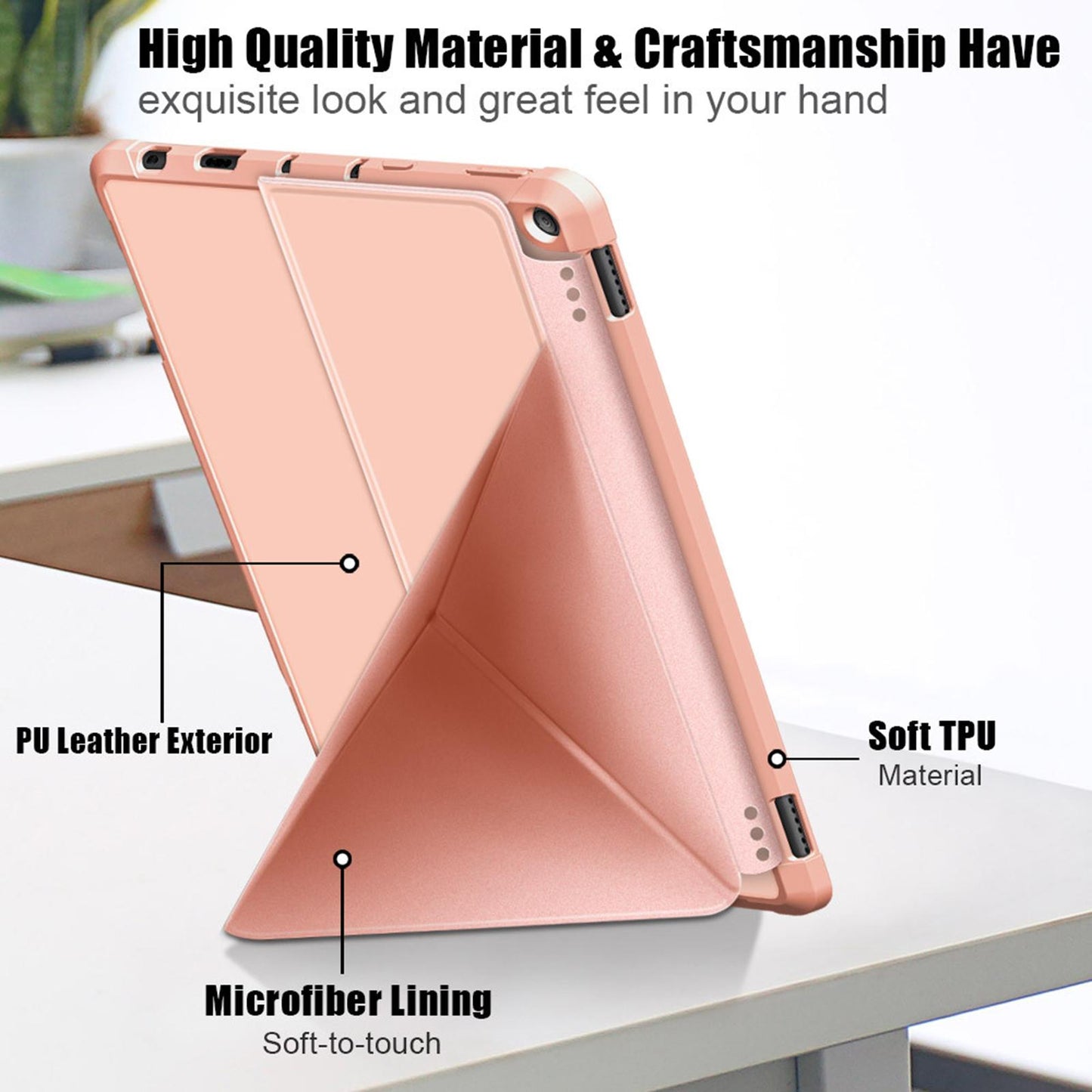 Ultra Slim Folding Protector Case Cover For Fire HD10 2021 Auto Wake gold