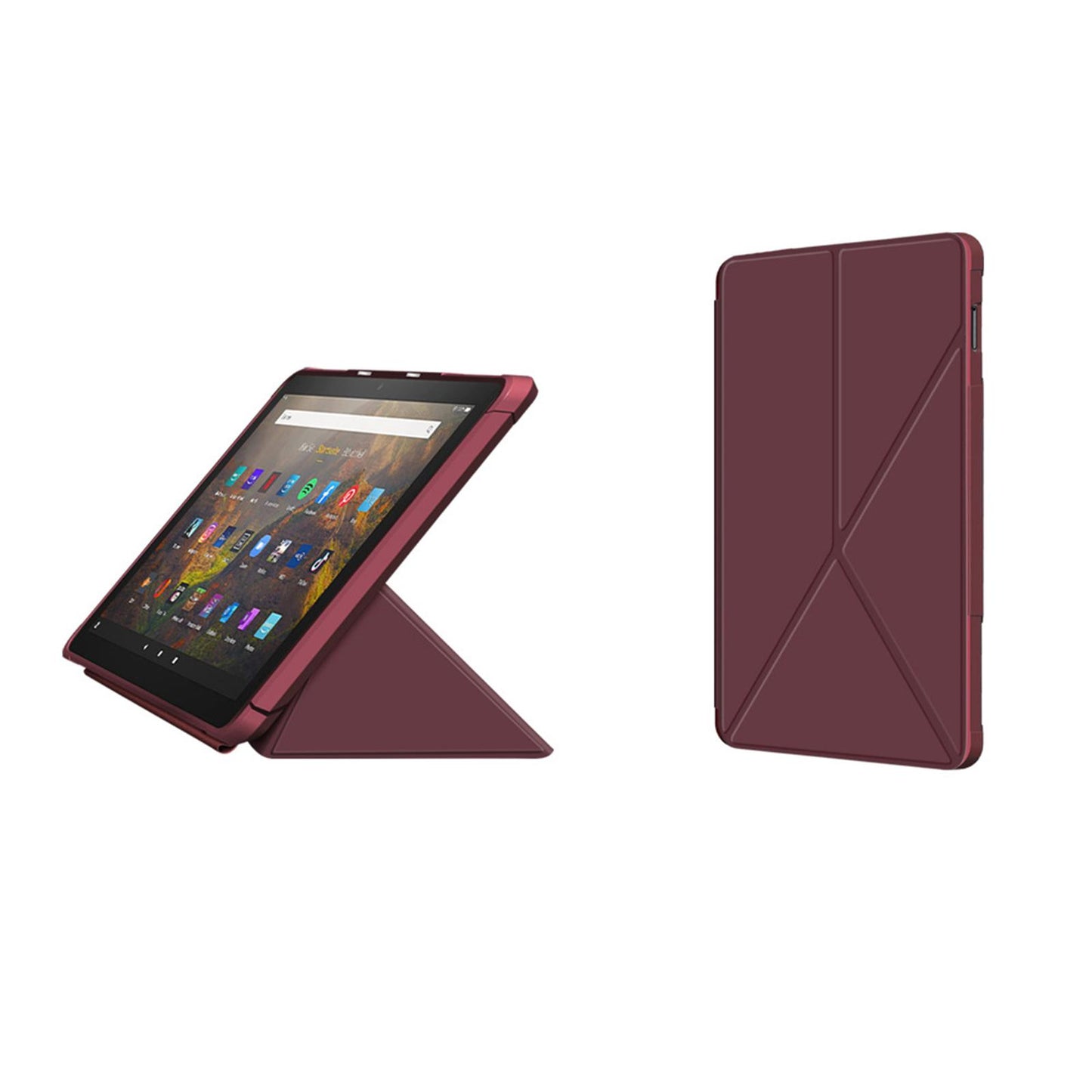 Ultra Slim Folding Protector Case Cover For Fire HD10 2021 Auto Wake red