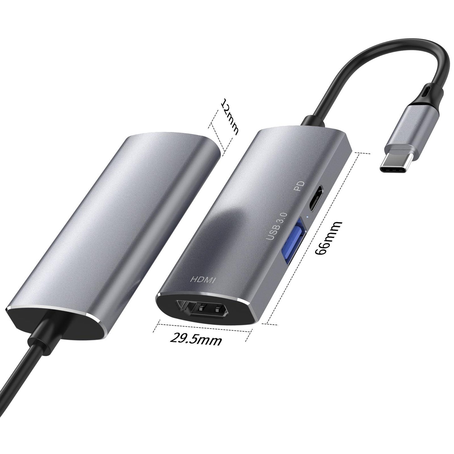 3-in-1 USB-C Hub Extender 5Gb/s for Nitendo Switch for Macbook Laptops Grey