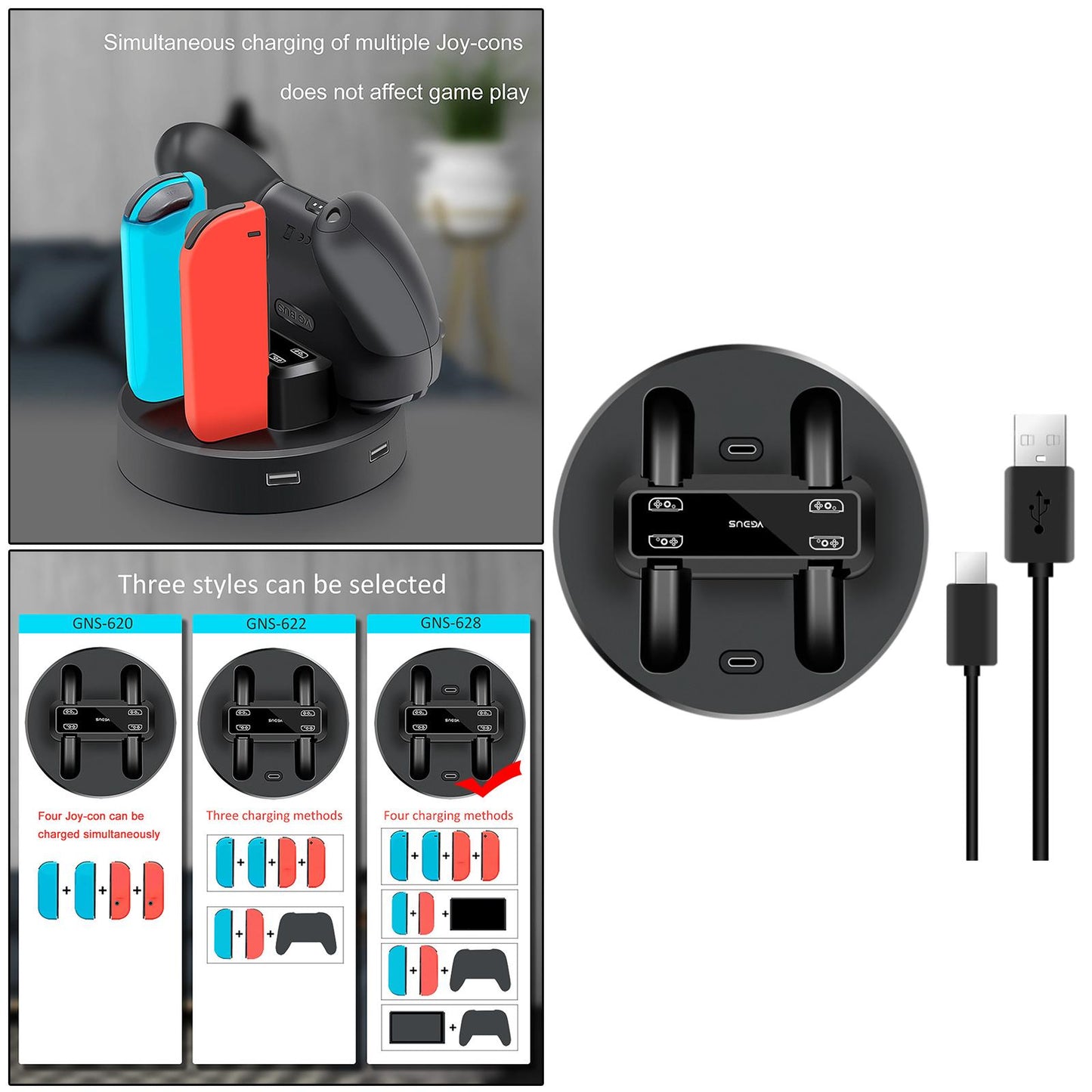 Charging Dock Charger Stand For Nintendo Switch Joy-Con Controller GNS628