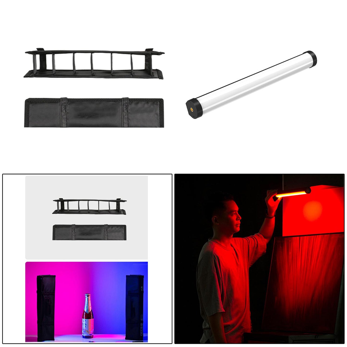 LED RGB Photography Light Wand Video Stick Handheld for YouTube with grid