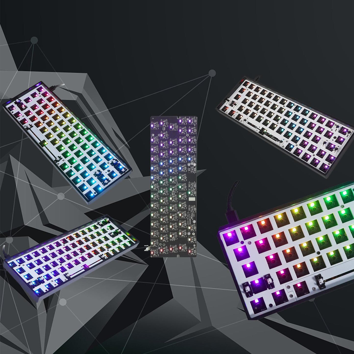 GK64x RGB Hot Swap Custom DIY Wired Kit Replaces for 60% Keyboard White