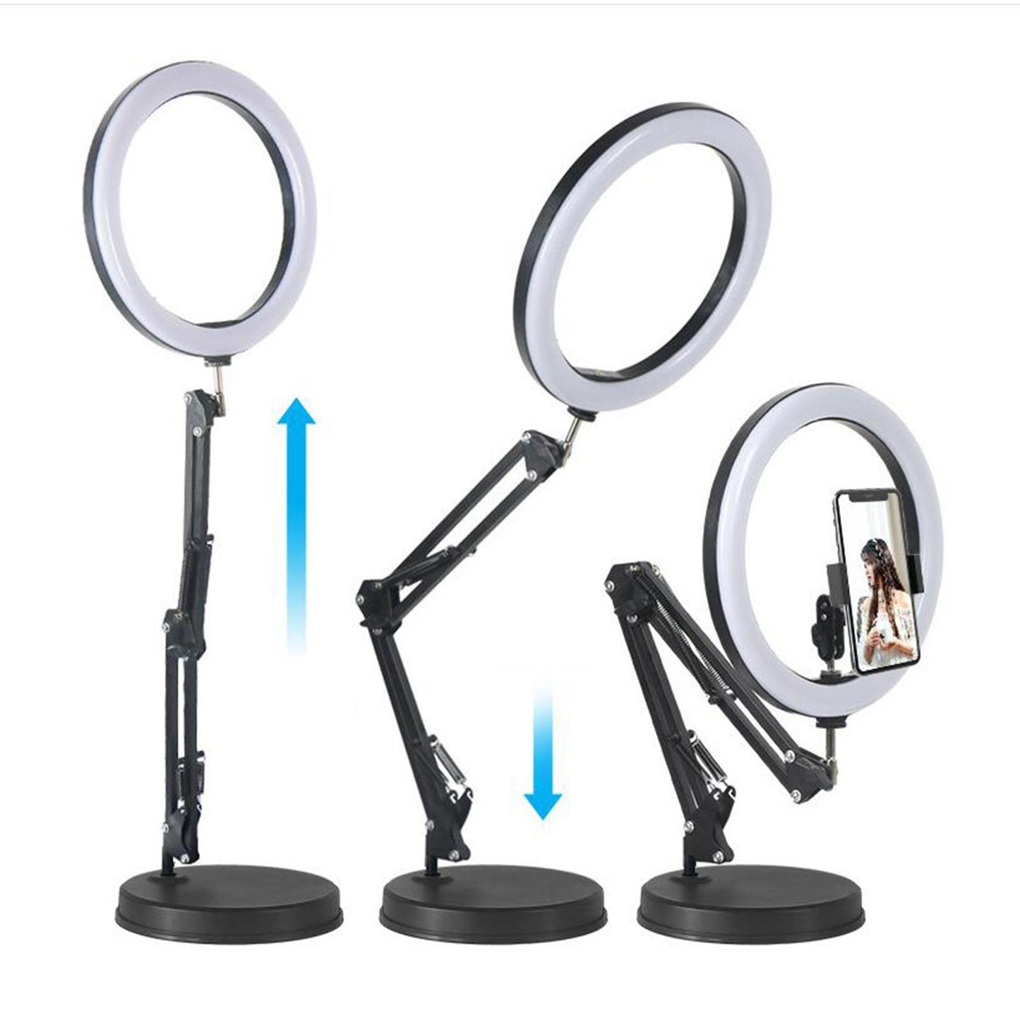 Adjustable Phone Holder for Live Stream Makeup Live Broadcast Webcam Set A