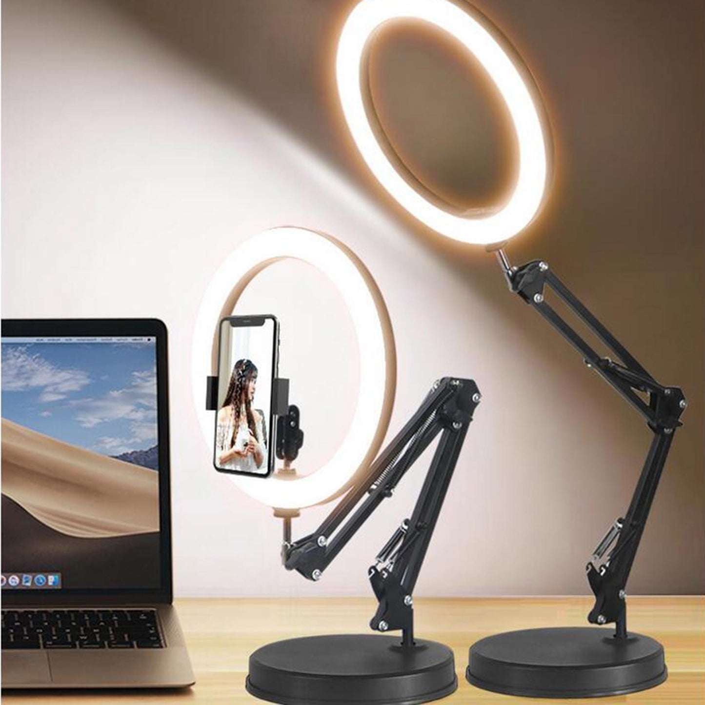 Adjustable Phone Holder for Live Stream Makeup Live Broadcast Webcam Set A