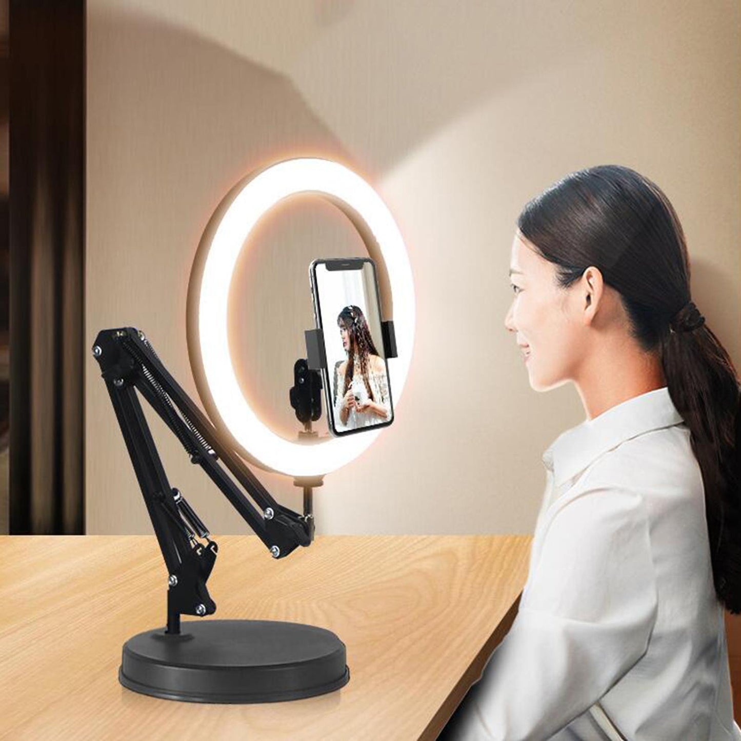 Adjustable Phone Holder for Live Stream Makeup Live Broadcast Webcam Set A