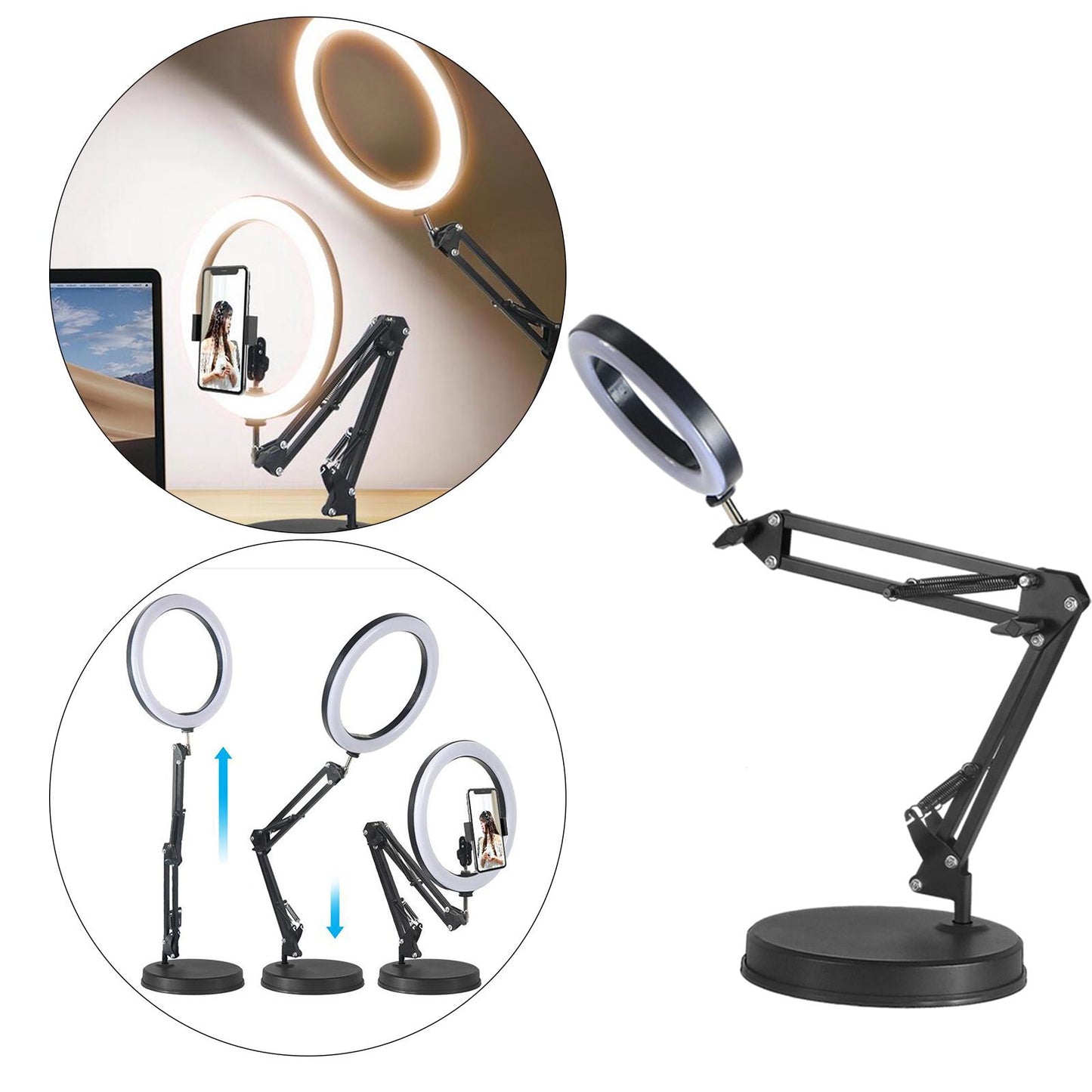 Adjustable Phone Holder for Live Stream Makeup Live Broadcast Webcam Set D