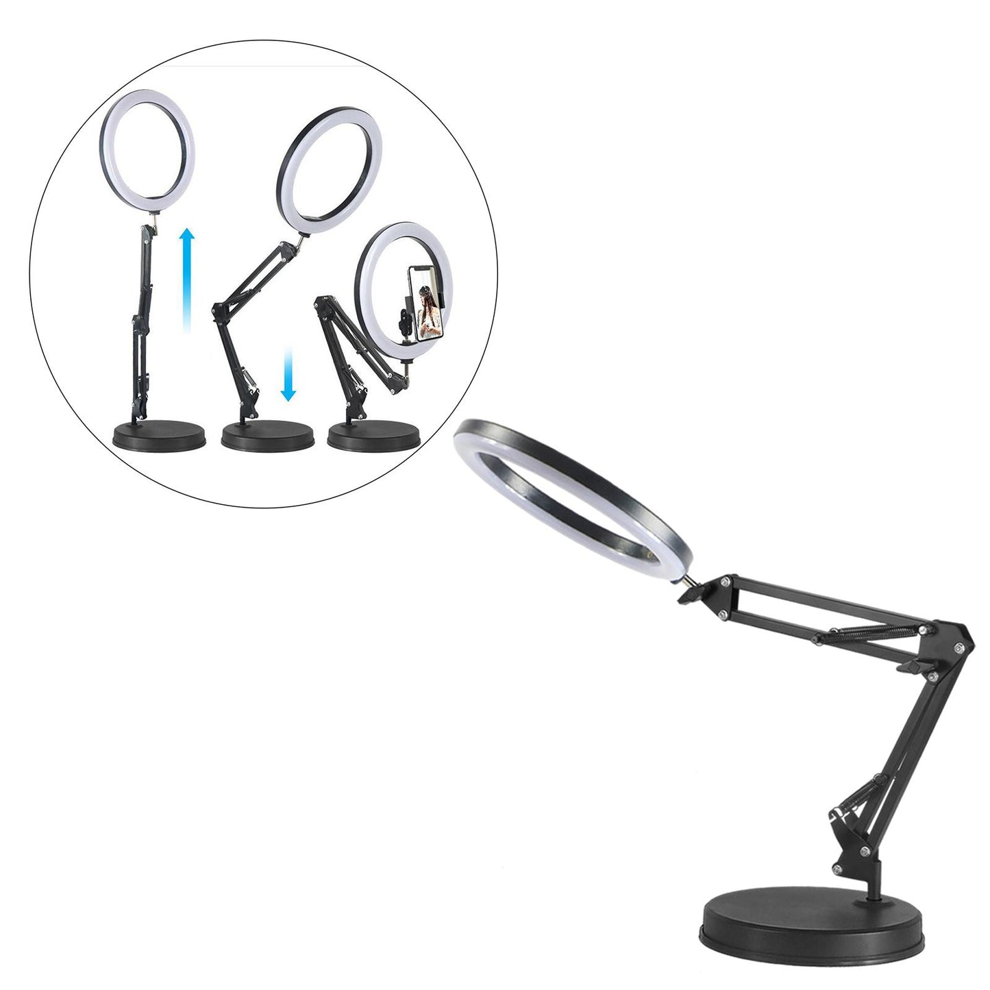 Adjustable Phone Holder for Live Stream Makeup Live Broadcast Webcam Set E