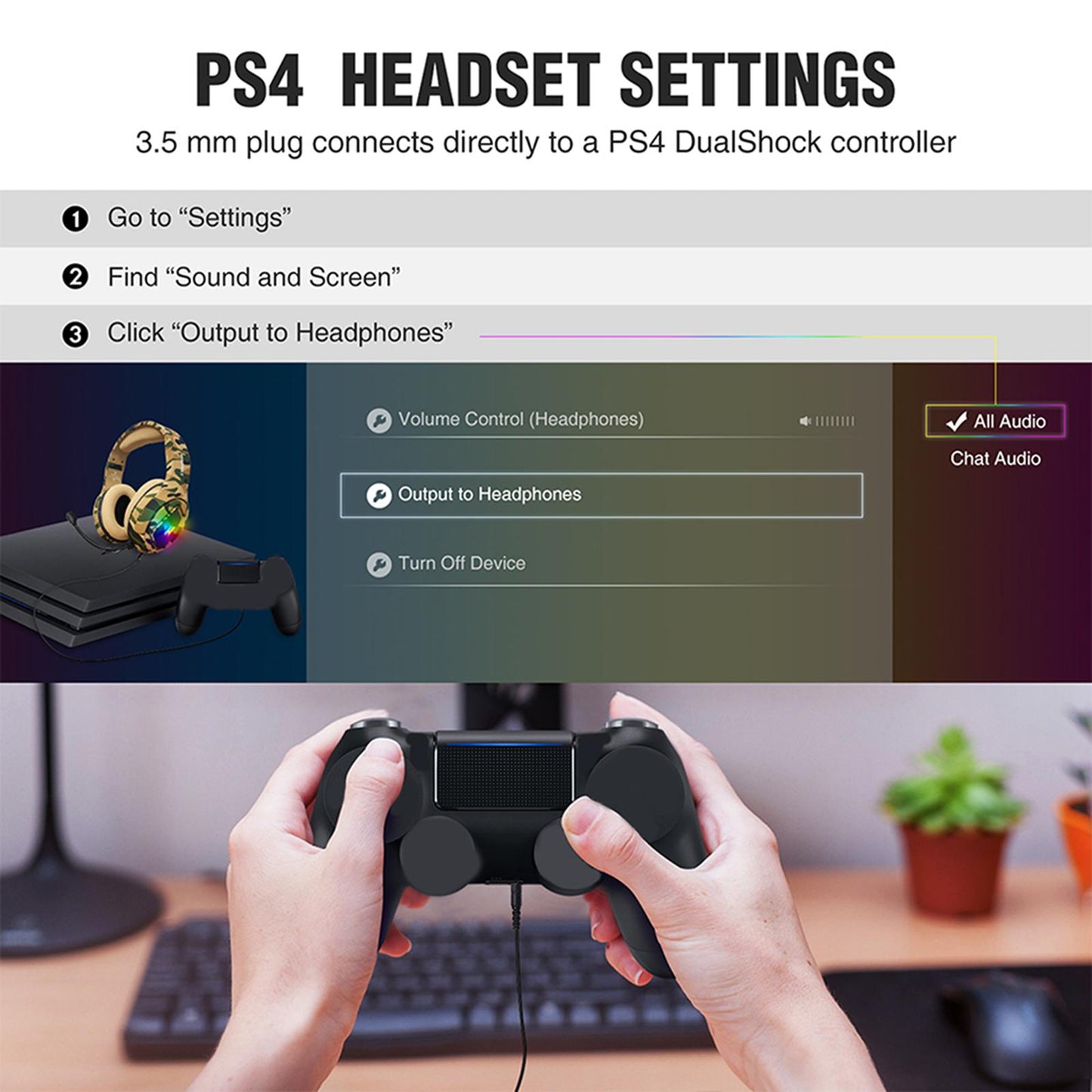 RGB Gaming Headset w/Mic RGB LED Headphones Stereo Bass Desert Camo