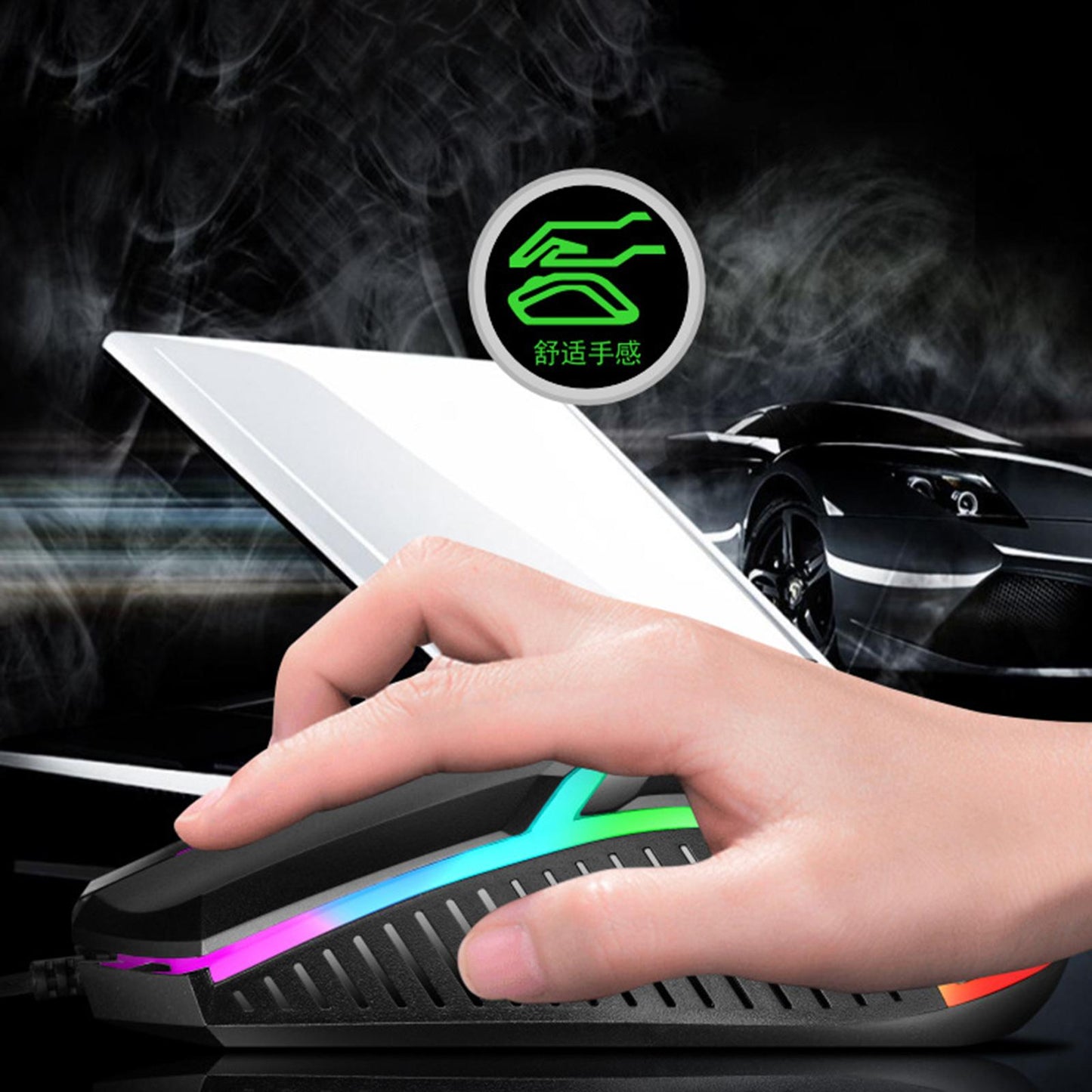 E-Sports USB Luminous Wired Gaming Mouse 2400 DPI PC Gamer Mice White