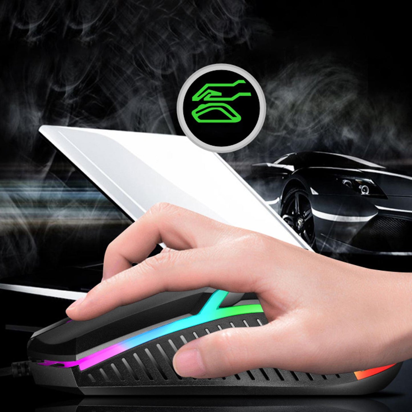 E-Sports USB Luminous Wired Gaming Mouse 2400 DPI PC Gamer Mice Black