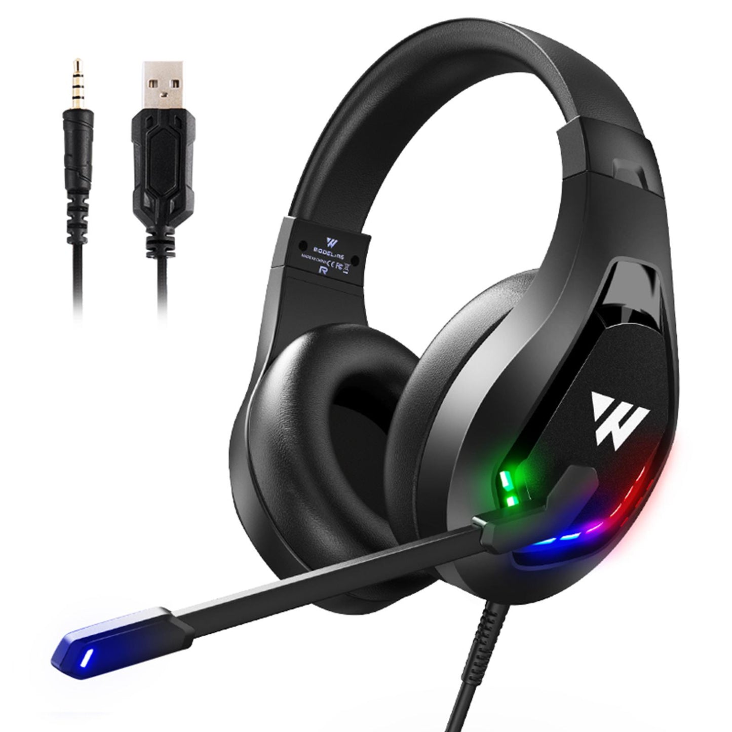 RGB Over Ear Gaming Headset with MIC Earphone Surround Sound Professional