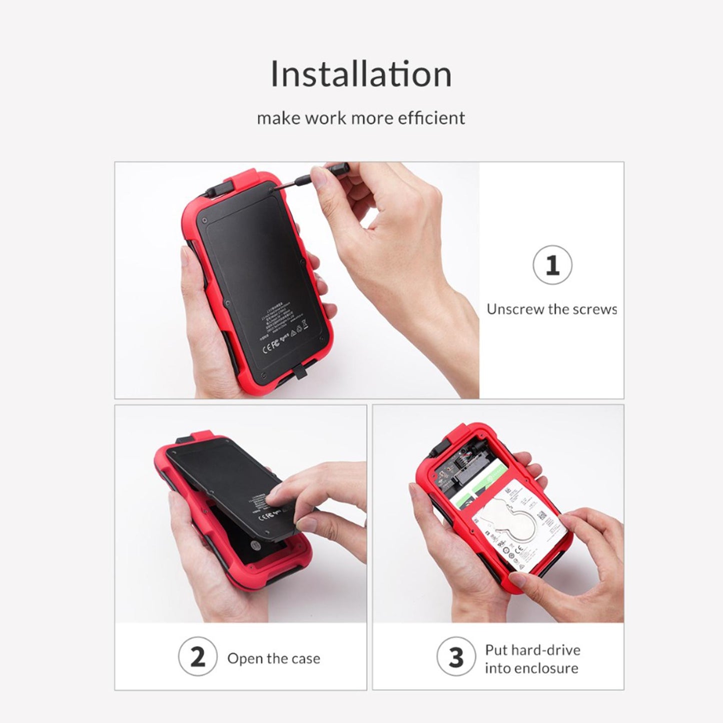 2.5 USB Hard Drive HDD Enclosure Adapter Case Data Storage Red B"