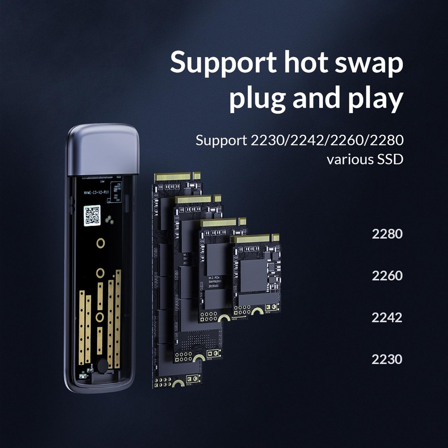 M2 SSD Case USB 3.1 -Portable M.2 PCIe Adapter for M2 M-Key 2230/2242/2280