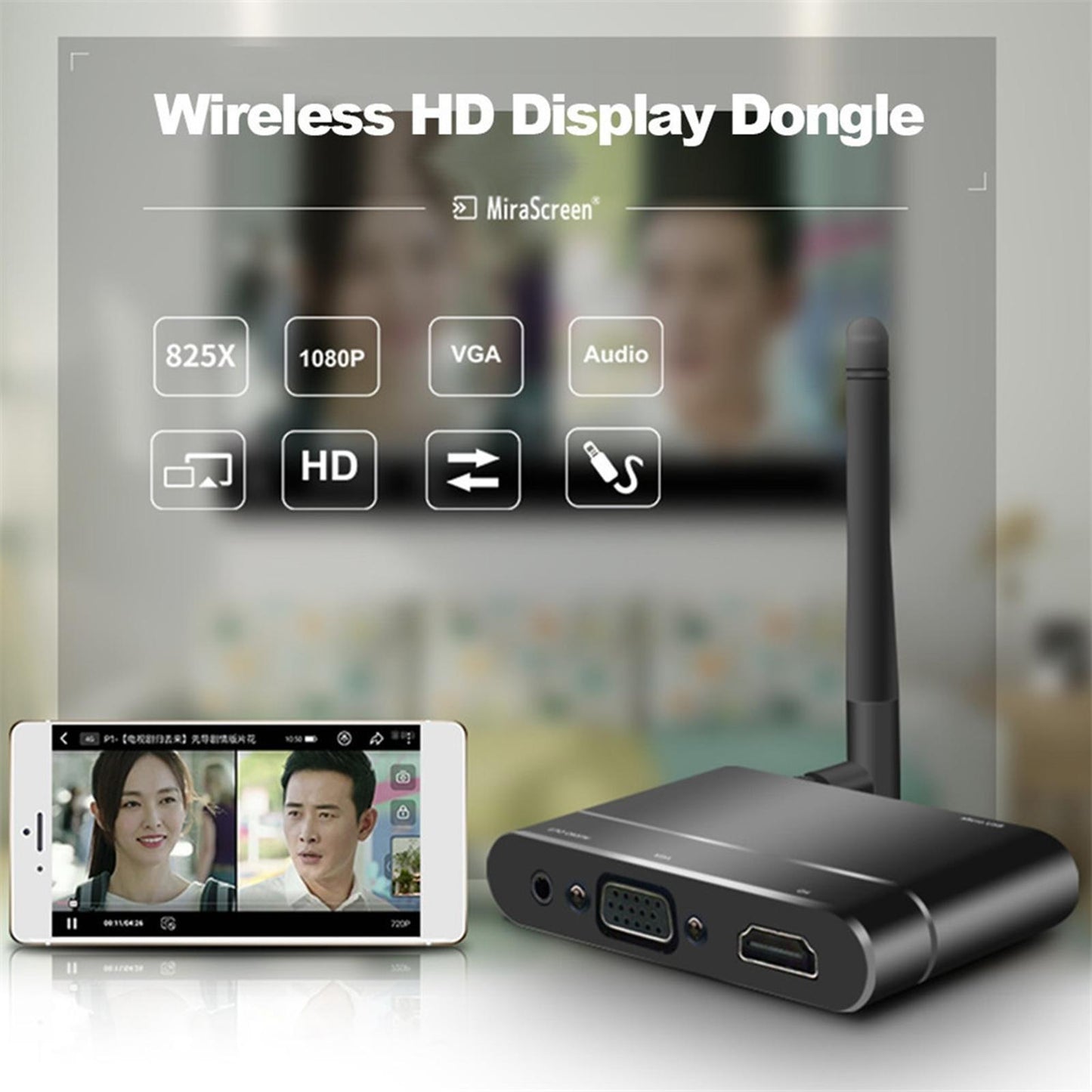 Wireless HDMI WiFi Display Receiver 1080P for Casting Phone to Monitor