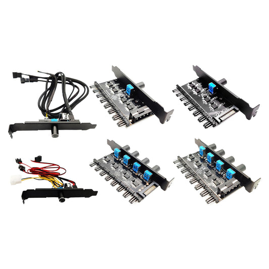 12V Computer PC Case Cooling Fan Hub Regulator 4Pin 3Pin Speed Controller 1