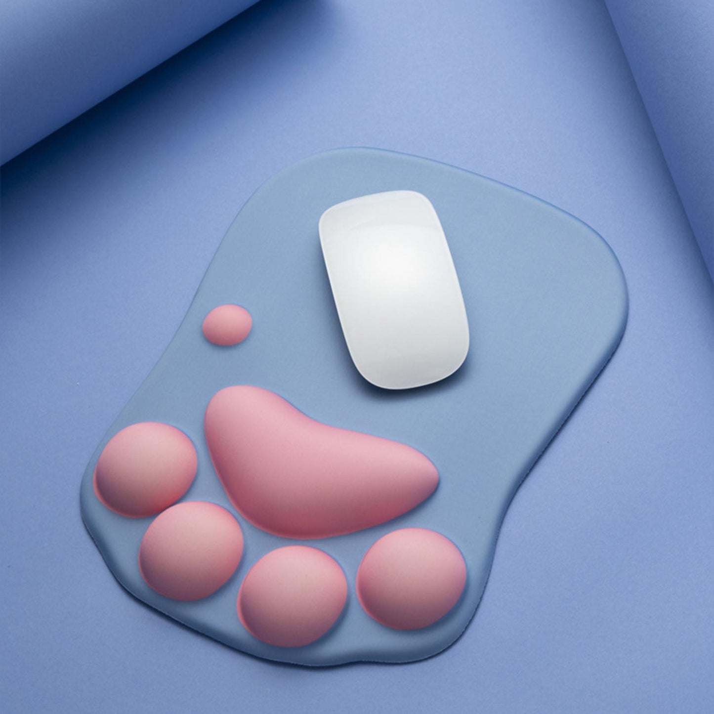 Mouse Pad Cat Paw with Wrist Support for Home Office Comfortable  blue