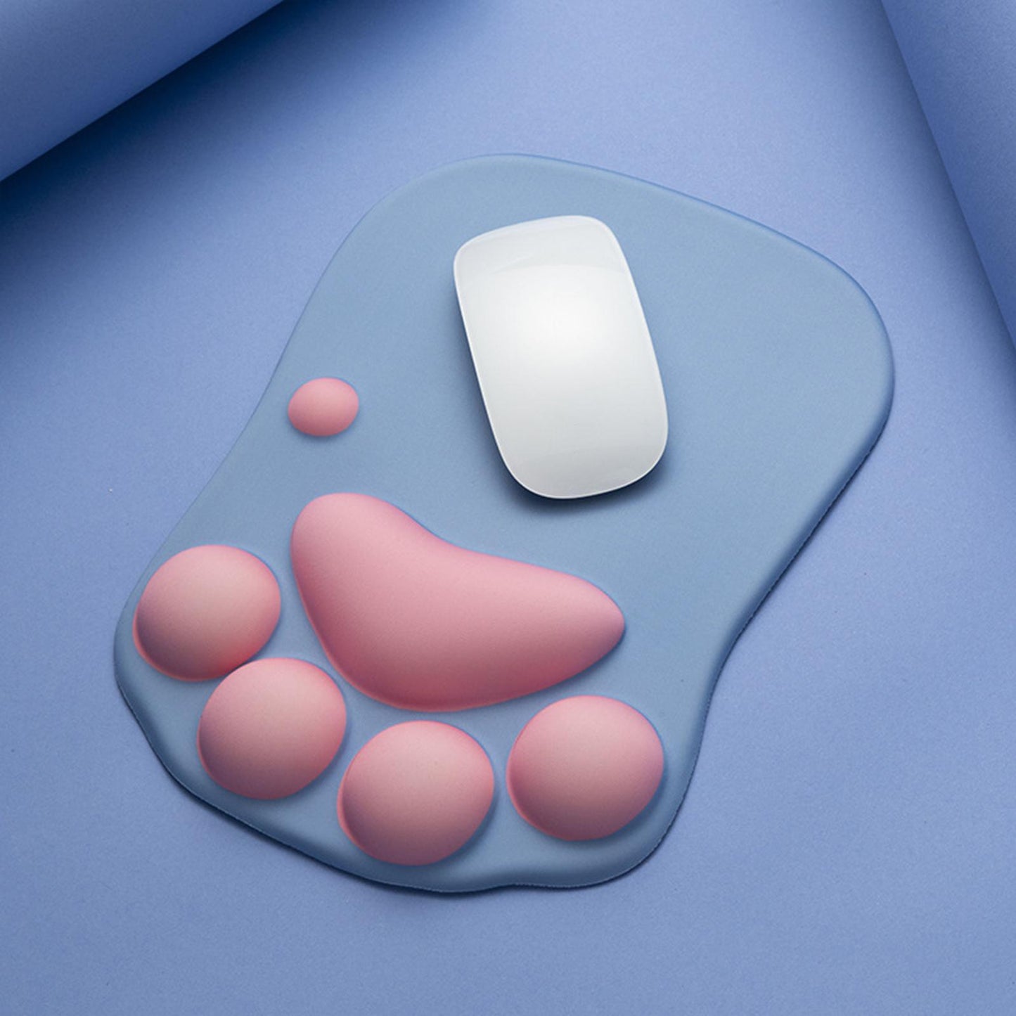 Mouse Pad Cat Paw with Wrist Support for Home Office Comfortable  blue