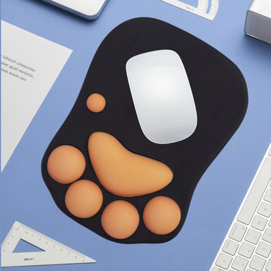 Mouse Pad Cat Paw with Wrist Support for Home Office Comfortable  black