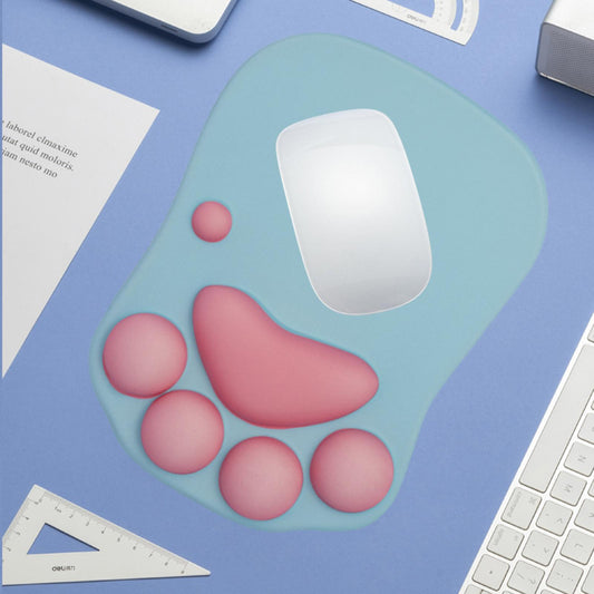 Mouse Pad Cat Paw with Wrist Support for Home Office Comfortable  cyan