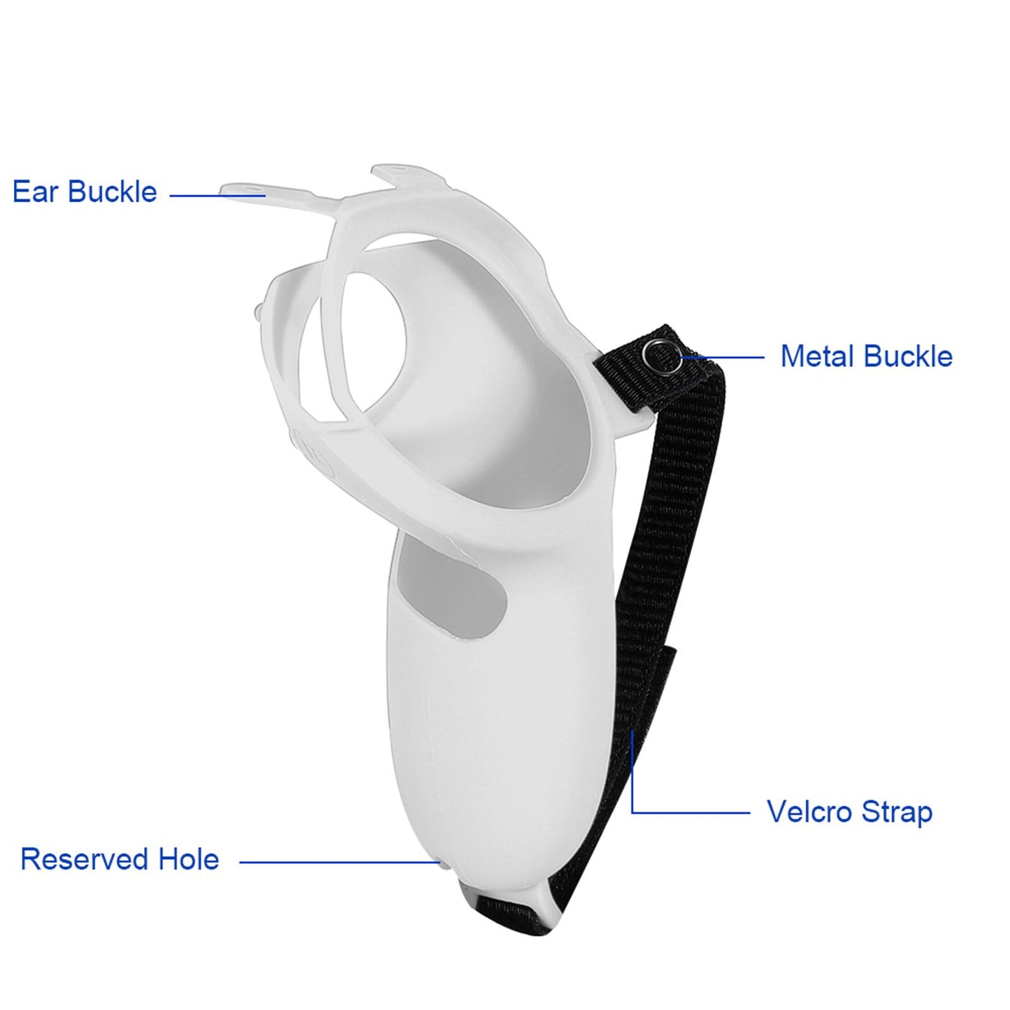 Silicone Handle Protective Cover Sleeve for Quest 2 VR Adjustable White