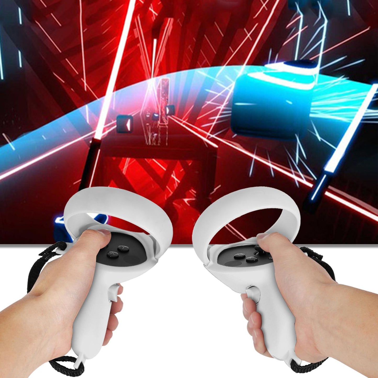 Silicone Handle Protective Cover Sleeve for Quest 2 VR Adjustable White