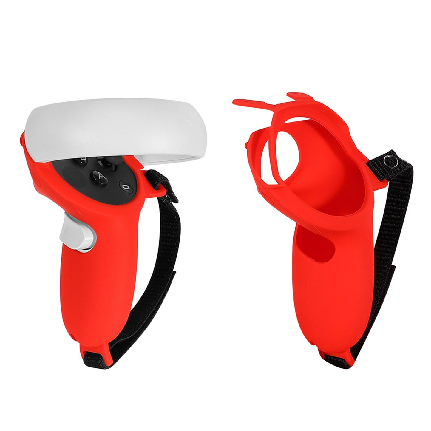 Silicone Handle Protective Cover Sleeve for Quest 2 VR Adjustable Red