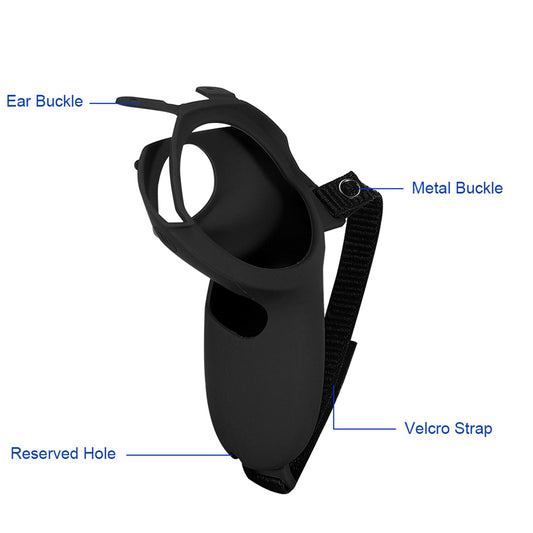 Silicone Handle Protective Cover Sleeve for Quest 2 VR Adjustable Black