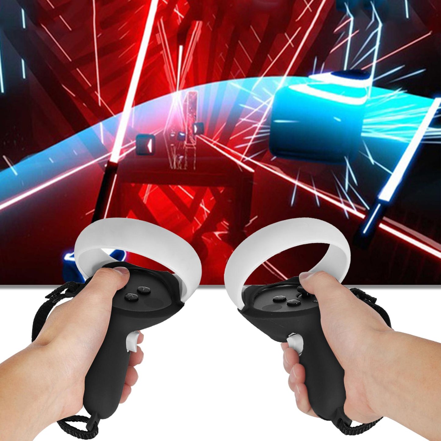 Silicone Handle Protective Cover Sleeve for Quest 2 VR Adjustable Black