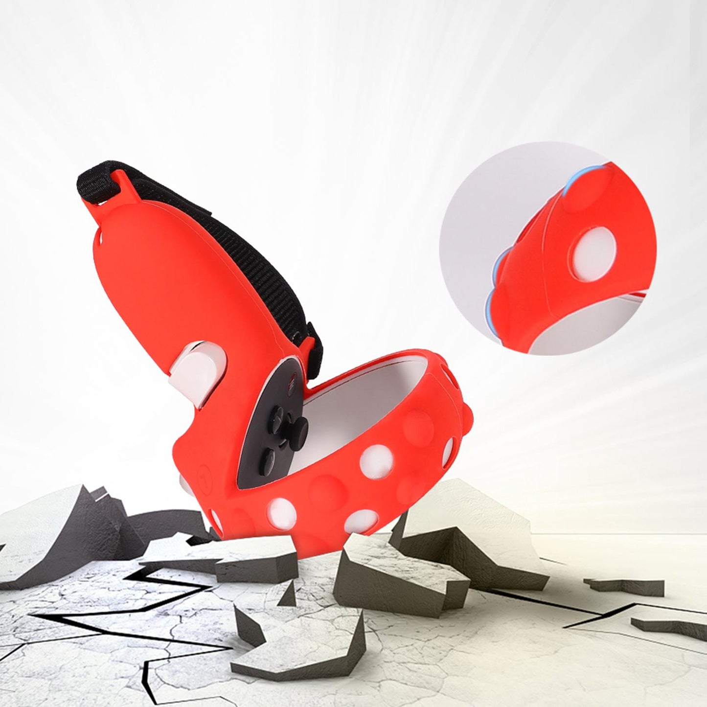 1 Pair Grip Cover Fit for Quest 2 Anti-Slip Handle Protective Sleeve Red