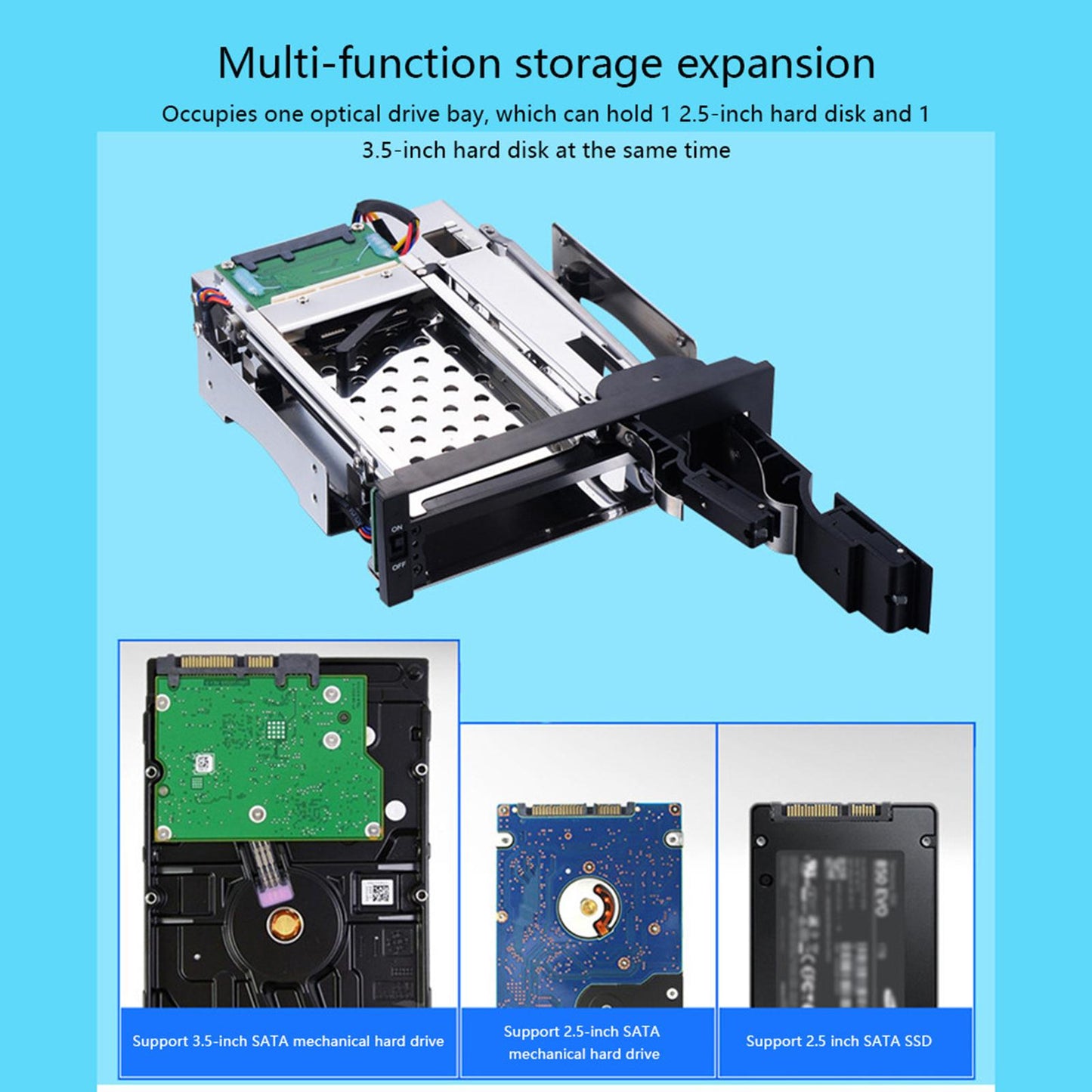 2.5 + 3.5 Inch Hard Drive Caddy Tray Mounting Bracket SATA HDD Frame Black
