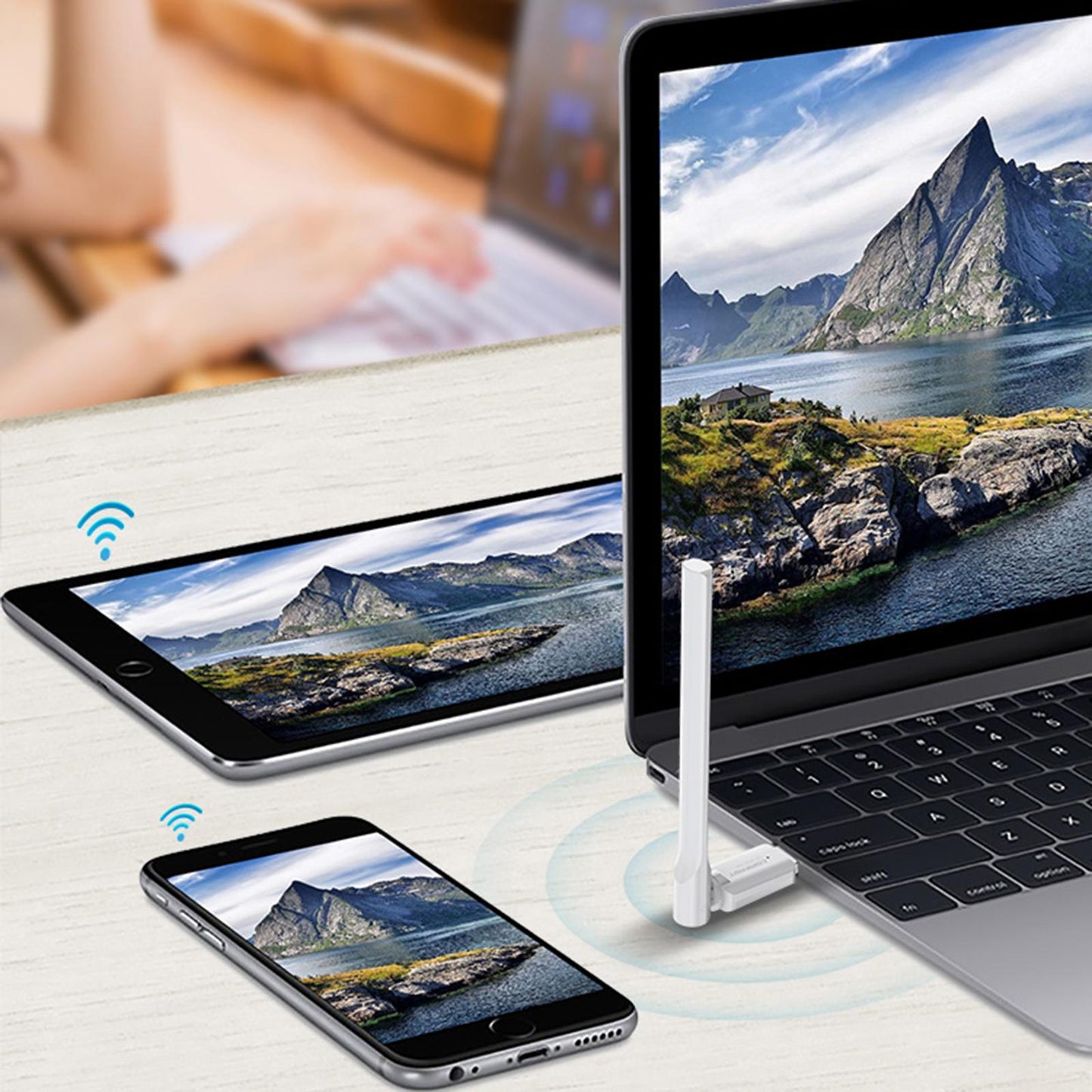 USB WiFi Adapter 300Mbps Receiver Dual-Band High Gain for PC Laptop