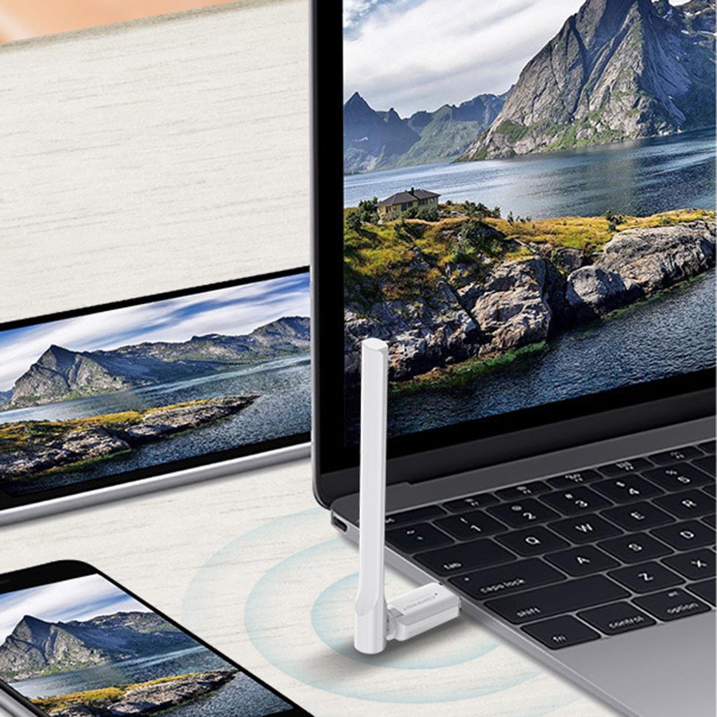 USB WiFi Adapter 300Mbps Receiver Dual-Band High Gain for PC Laptop