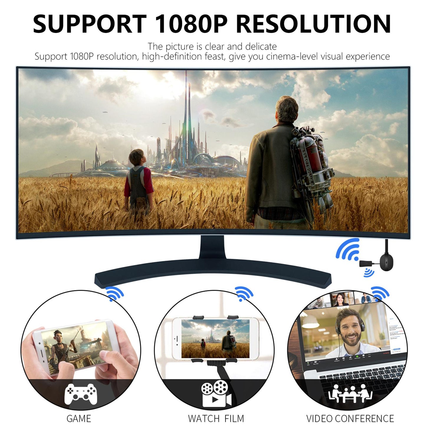 Universal 4K HD Wireless HDMI Adapter WIFI Display Dongle for TV Plug Play
