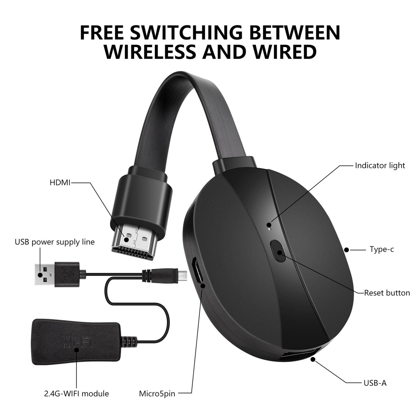 Universal 4K HD Wireless HDMI Adapter WIFI Display Dongle for TV Plug Play