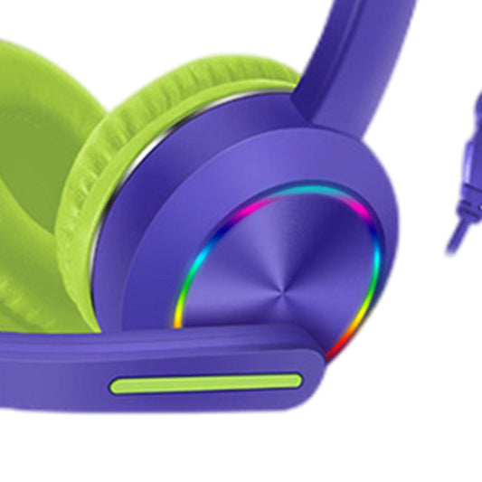 Cat Ear Headphones with Mic 3.5mm Lightweight Headphones Noise Canceling Purple