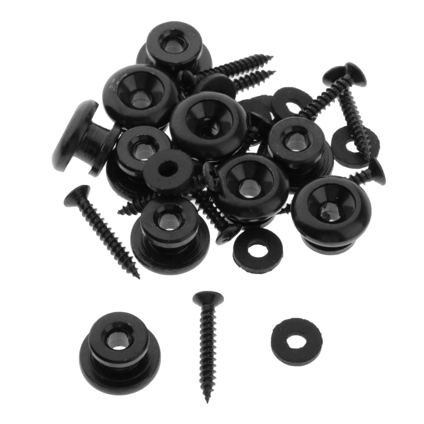 GUITAR STRAP BUTTONS WITH STAINLESS SCREWS AND RUBBER WASHERS Black