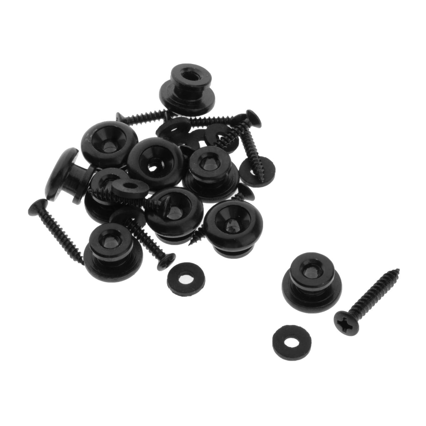 GUITAR STRAP BUTTONS WITH STAINLESS SCREWS AND RUBBER WASHERS Black