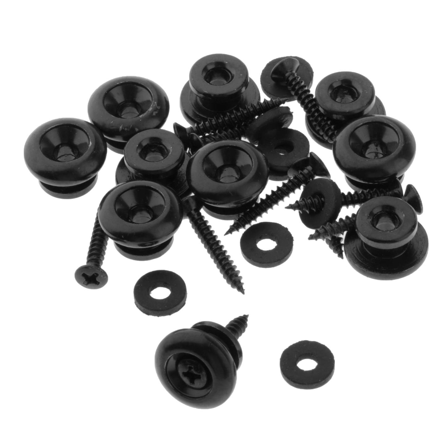 GUITAR STRAP BUTTONS WITH STAINLESS SCREWS AND RUBBER WASHERS Black