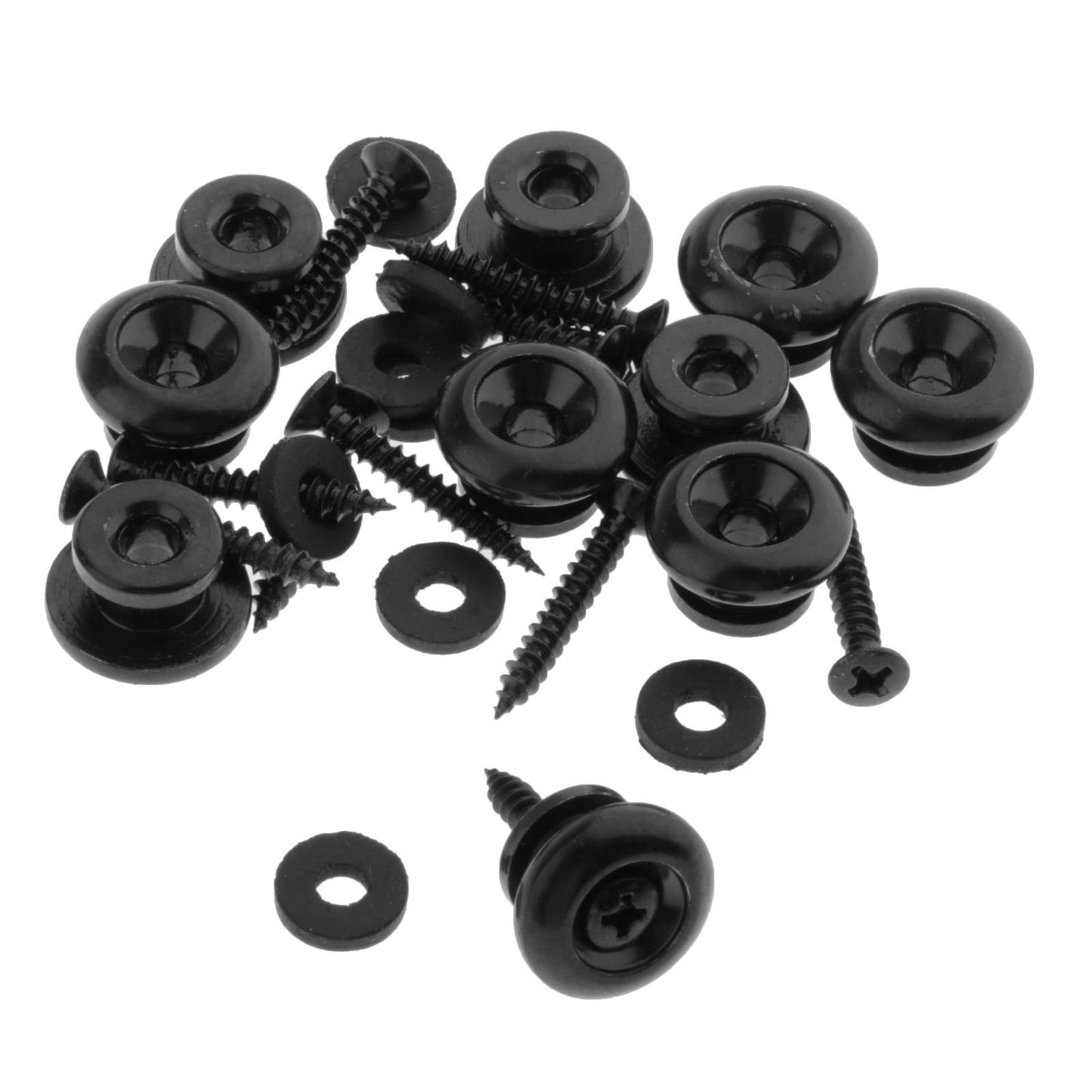 GUITAR STRAP BUTTONS WITH STAINLESS SCREWS AND RUBBER WASHERS Black