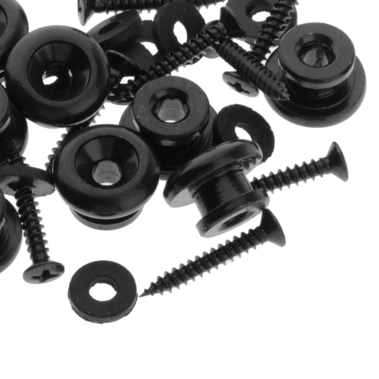 GUITAR STRAP BUTTONS WITH STAINLESS SCREWS AND RUBBER WASHERS Black